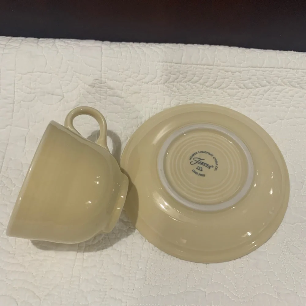 Fiesta Fiestaware Ivory off white teacup and saucer